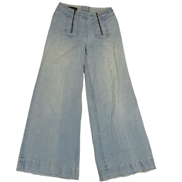 Vintage Denim - Vintage 1970’s mid rise bell bottom jeans with double zipper front